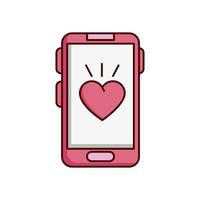 Smartphone del día de San Valentín con icono de corazón aislado vector