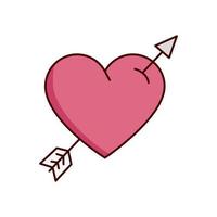 valentines day heart with arrow isolated icon vector