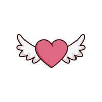 valentines day heart with wings isolated icon vector