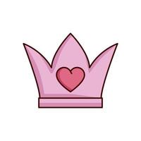 valentines day crown with heart isolated icon vector