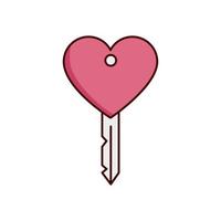 valentines day key with heart isolated icon vector