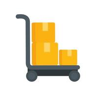 delivery service with boxes in transport cart vector
