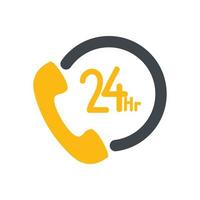 phone with 24 hour attention symbol vector