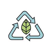 arrows symbol recycle with leaf isolated icon vector