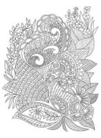 Hand-drawn flower coloring page Zen tangle art illustration vector