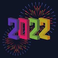 Banner de año nuevo 2022 con dos fuegos artificiales multicolores. vector