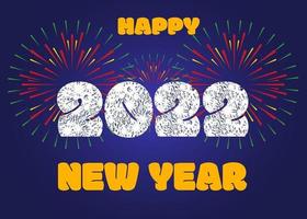 Happy New Year vector card 2022 with fireworks