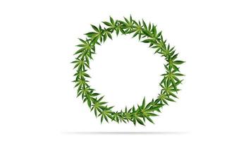 Round frame of green cannabis leaves. vector