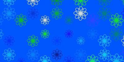 Light Blue, Green vector pattern with curved lines.