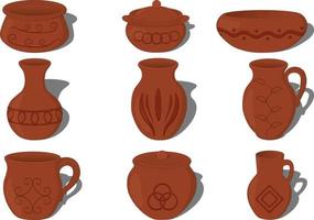 Pottery ceramics with patterns collection vector illustration