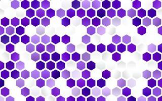 textura de vector de color púrpura claro con hexágonos de colores.
