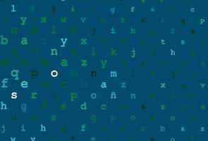 Light blue, green vector layout with latin alphabet.