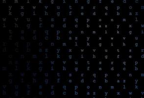 Dark blue vector background with signs of alphabet.