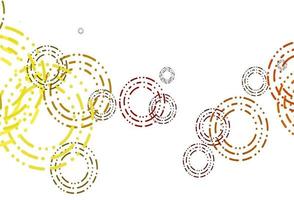 Light Yellow, Orange vector background with bubbles.