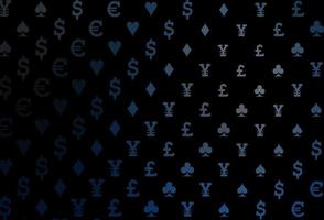 Dark blue vector template with poker symbols.