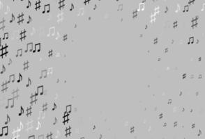 Fondo de vector gris plateado claro con notas musicales.