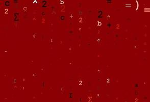 textura de vector rojo claro con símbolos matemáticos.