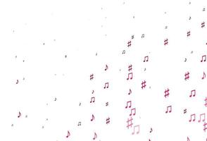 textura de vector rojo claro con notas musicales.