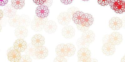 textura de doodle de vector rojo claro con flores.