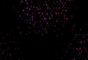Dark Purple vector texture with mathematic symbols.