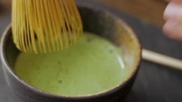 close up of making matcha tea video