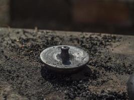 lid from Yixing clay teapot black after firing. photo