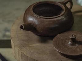 handmade teapot and lid from Yixing clay photo