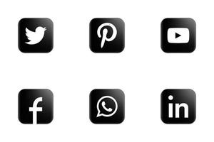 colección de iconos de redes sociales en blanco y negro vector