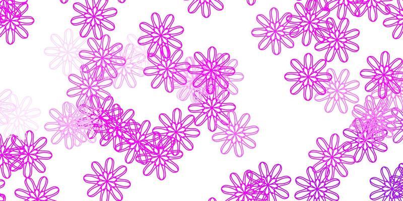 Light Purple, Pink vector doodle pattern with flowers.