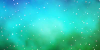 Light Blue, Green vector template with neon stars.