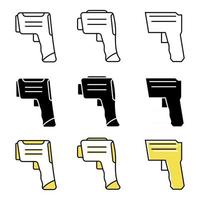 Set of contactless infrared thermometers for scanning body temperature. Medical digital non-contact thermometers. Temperature scanning sign. Pictogram for web page, mobile app. Vector