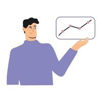 Young man showing an indicator growth graph vector