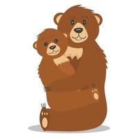 Bear and a teddy bear are sitting with their arms vector