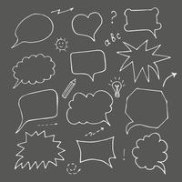 Speech bubble set on black background, doodle vector