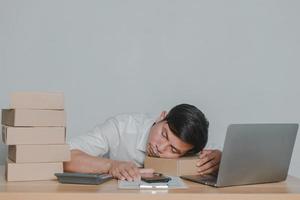 Man selling online at home small business ideas photo