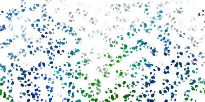 Telón de fondo de vector azul claro, verde con formas caóticas.