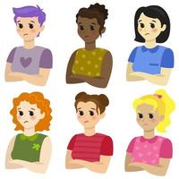 chicas diferentes, emoción de tristeza vector