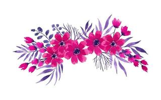 conjunto de vectores separados de arreglo floral acuarela fucsia