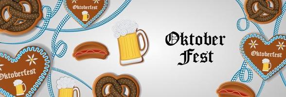 banner de oktoberfest con galletas de jengibre vector