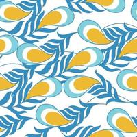 Blue feather seamless pattern vector