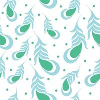 Green feather seamless pattern vector