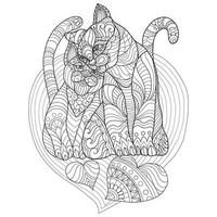 Cats in love hand drawn for adult coloring book vector