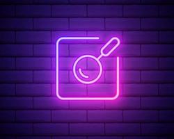 magnifying glass icon in neon style. Simple thin line, outline vector