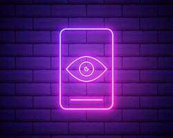 símbolo de escaneo de teléfono luz de neón ilustración brillante diseño de color rosa vector