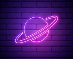 planet Saturn icon. Elements of Web in neon style icons. vector