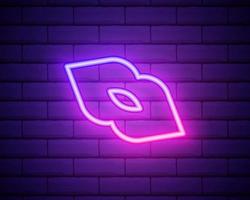 Neon lips in purple and violet color. Vector illustration of neon