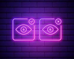 eye with tick and cross neon icon. Elements of media, press set. vector