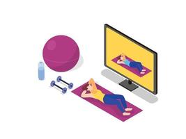 Home fitness workout class live streaming online vector