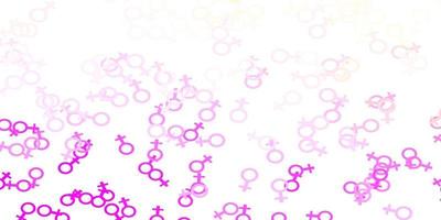 Light Pink, Yellow vector texture with women's rights symbols.