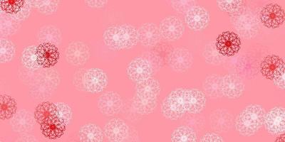 Light Red vector doodle pattern with flowers.